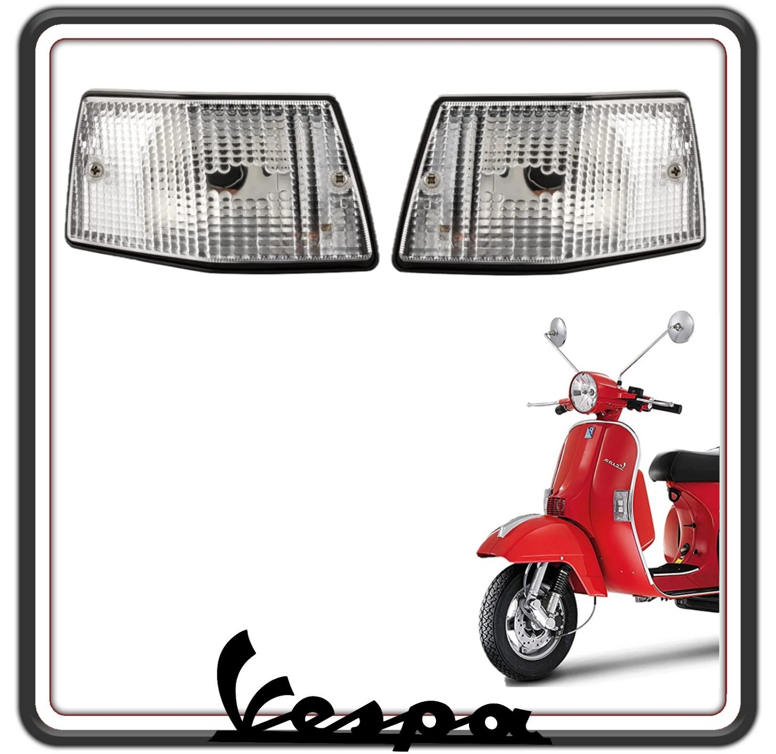 KIT COPPIA DUE FANALINO FANALINI FRECCIA FRECCE INDICATORE DI DIREZIONE POSTERIORI BIANCHI PER VESPA PX - VESPA ARCOBALENO