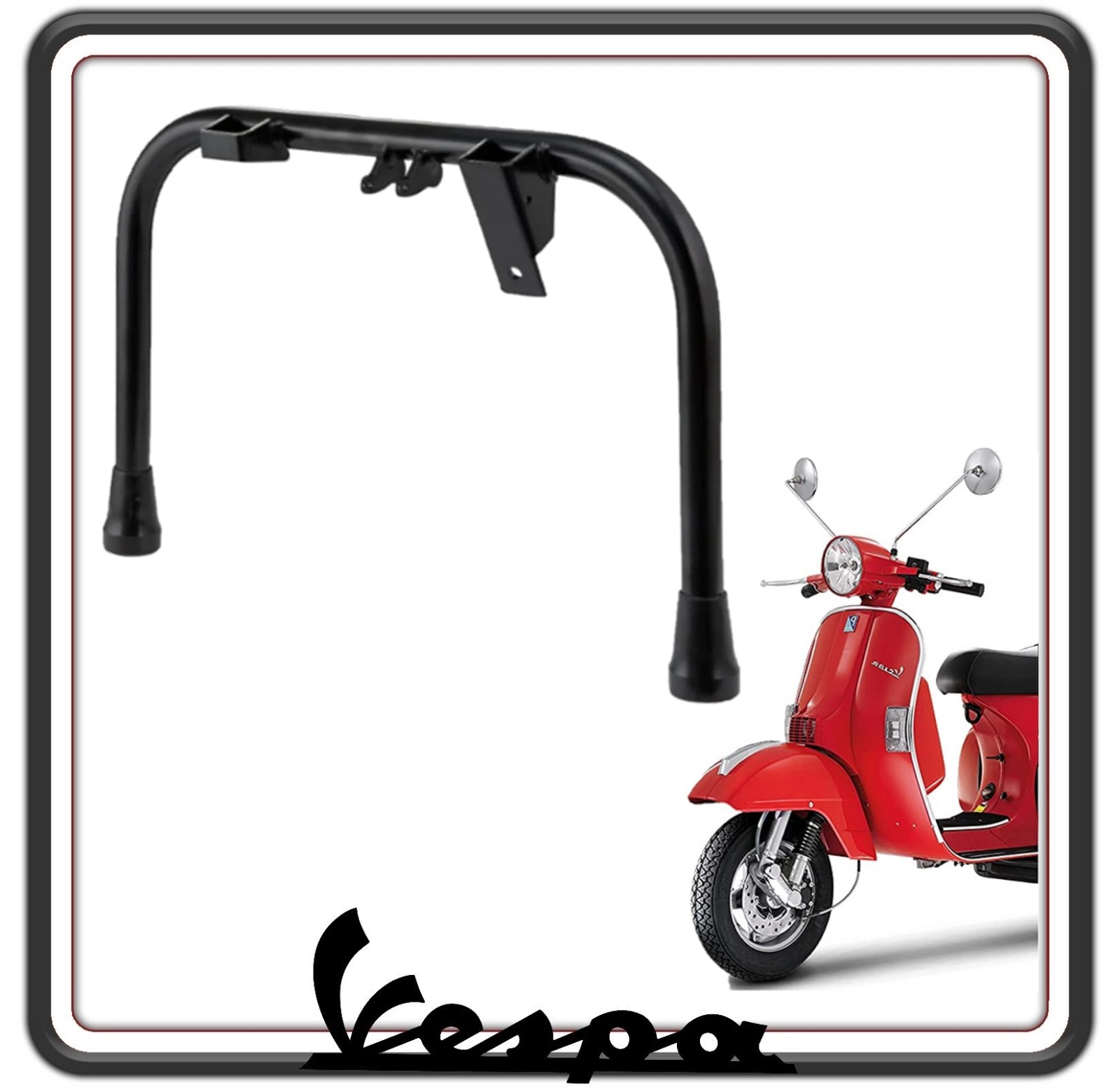 CAVALLETTO CENTRALE COLORE NERO COMPLETO COMPATIBILE PER PIAGGIO VESPA PX 125 150 200 - VESPA ARCOBALENO TUTTI I MODELLI