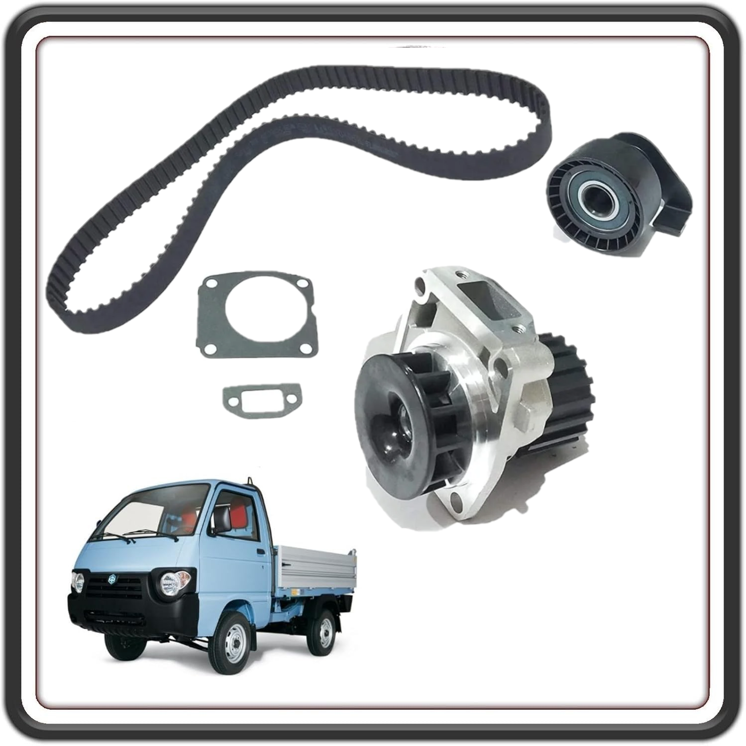 KIT CINGHIA TRASMISSIONE DISTRIBUZIONE COMPLETO DI POMPA ACQUA COMPATIBILE PER PIAGGIO PORTER 1200 1400 DIESEL (LDW-1404) - PIAGGIO QUARGO DIESEL (LDW-702) TUTTI I MODELLI.