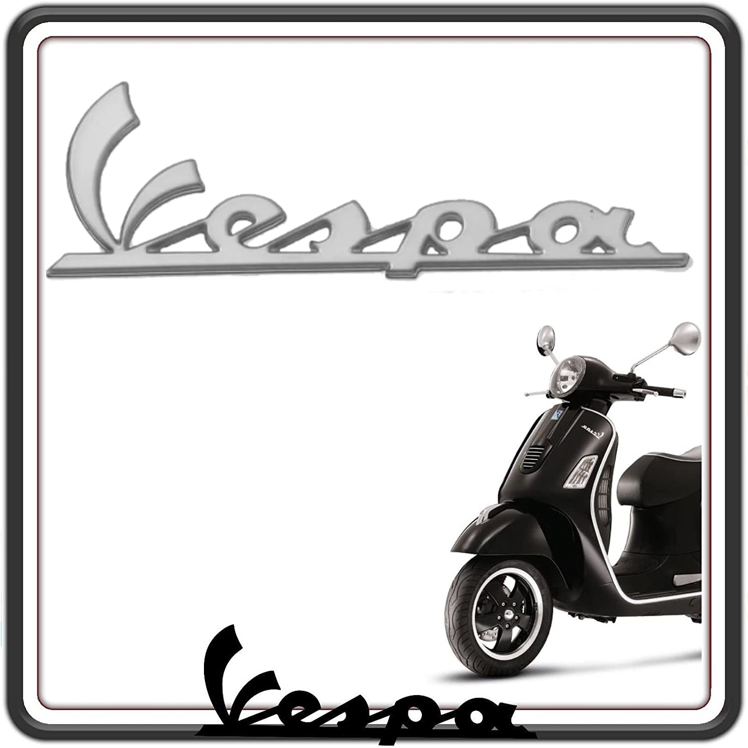 TARGHETTA SCRITTA LOGO ANTERIORE FREGIO FRONTALE COMPATIBILE PER PIAGGIO VESPA GTS 125 - PIAGGIO VESPA GTS 250 - PIAGGIO VESPA GTS 300