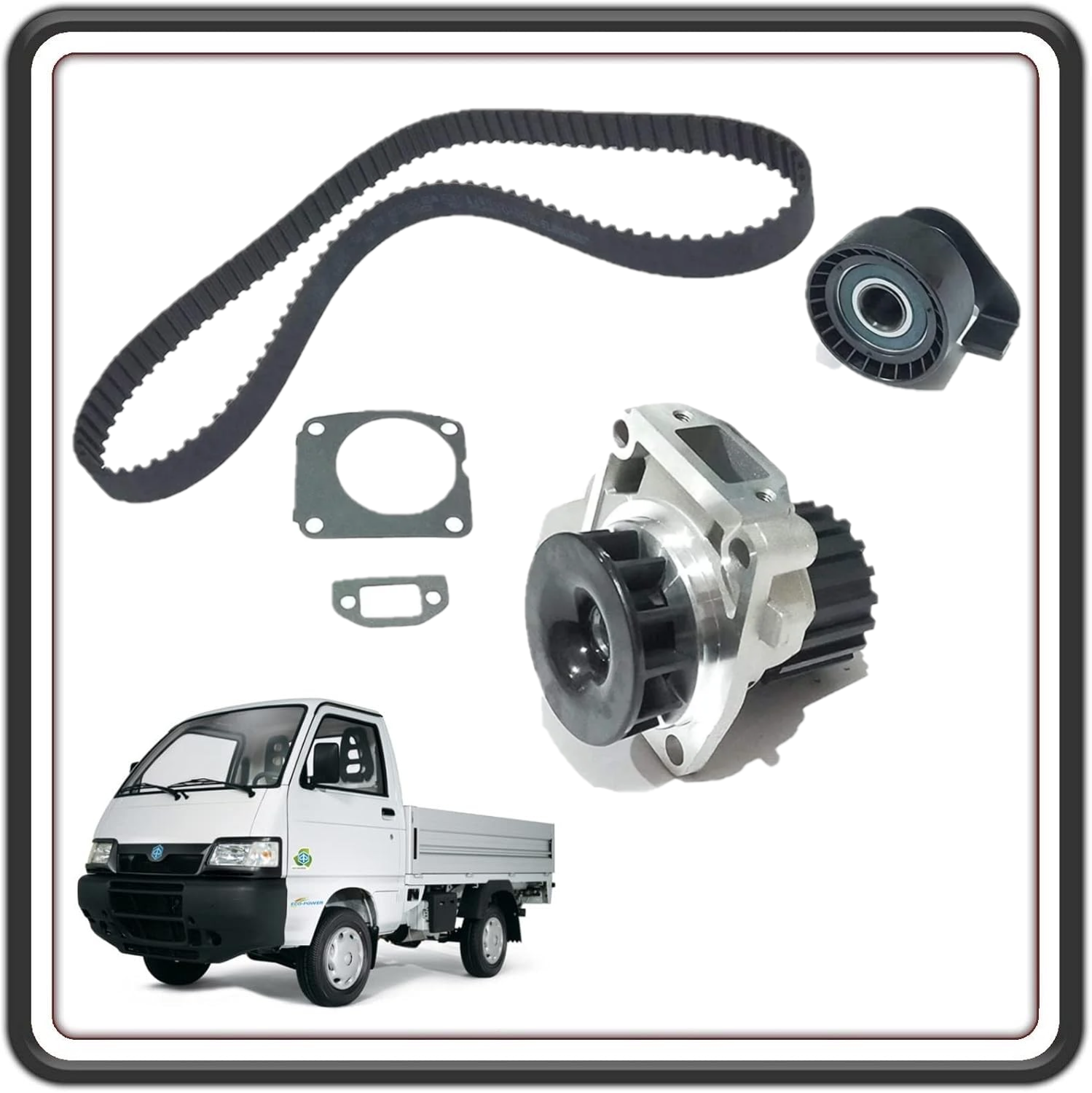 KIT CINGHIA TRASMISSIONE DISTRIBUZIONE COMPLETO DI POMPA ACQUA COMPATIBILE PER PIAGGIO PORTER 1200 1400 DIESEL (LDW-1404) - PIAGGIO QUARGO DIESEL (LDW-702) TUTTI I MODELLI.