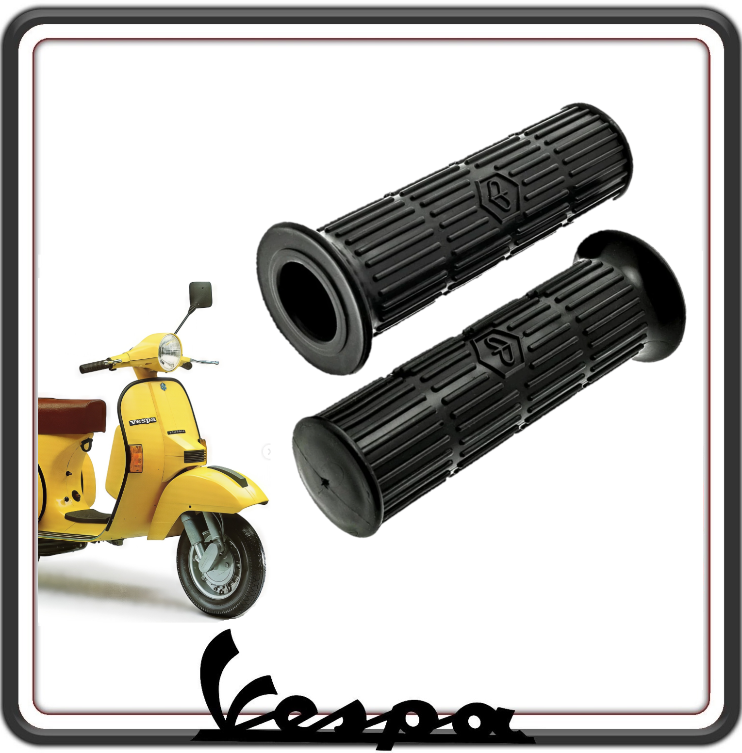 KIT COPPIA DUE MANOPOLE MANOPOLA COLORE NERO COMPATIBILI CON PIAGGIO VESPA PX - VESPA ARCOBALENO.