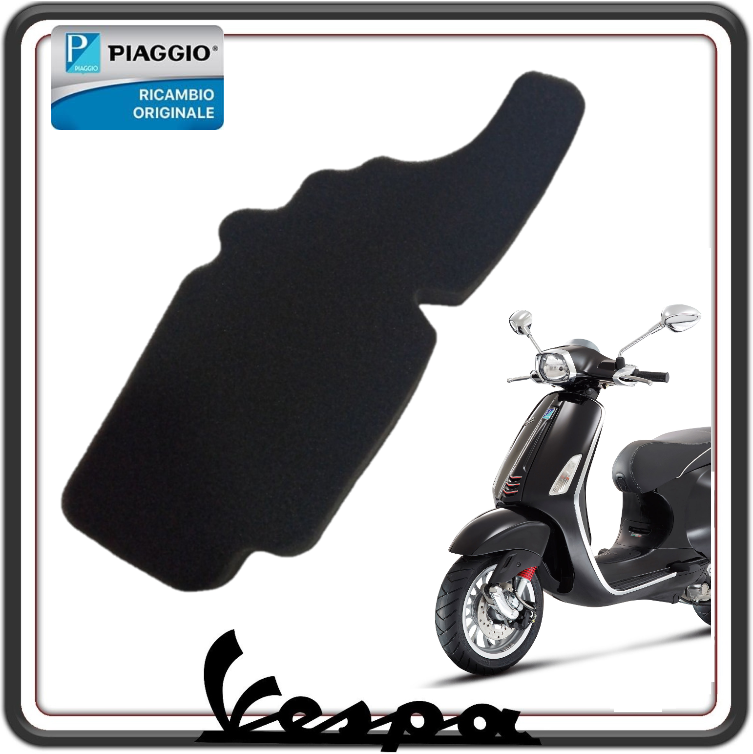 FILTRO ARIA PER PIAGGIO VESPA PRIMAVERA 50 SENZA ABS DAL 2013 AL 2020 - VESPA SPRINT 50 DAL 2014 AL 2020 - PIAGGIO X8 125 150 FINO AL 2008 ORIGINALE PIAGGIO 843194