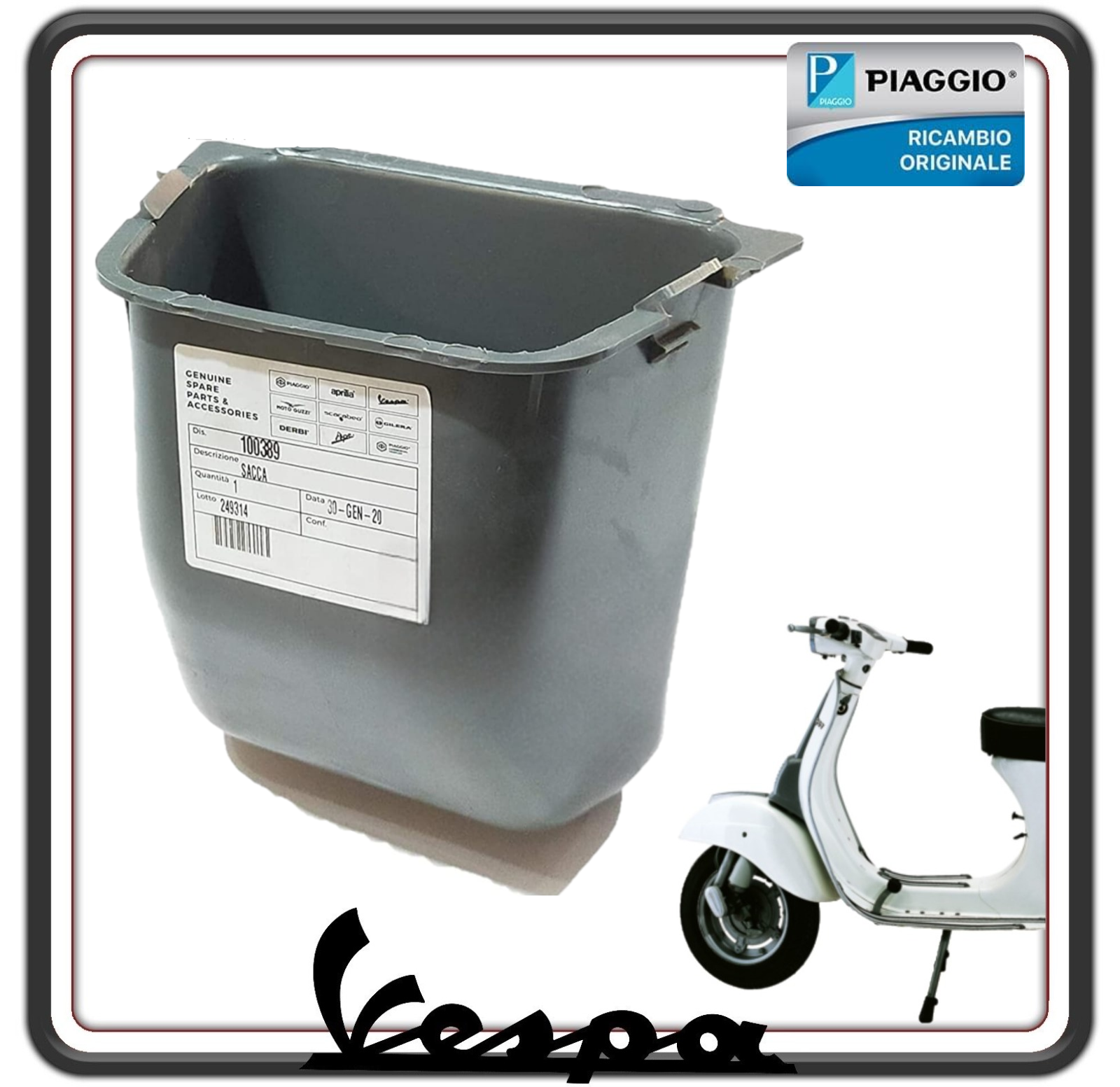 SCATOLA SACCA VANO PORTA ATTREZZI PORTA OGGETTI VESPA 50 - VESPA 50 SPECIAL - VESPA 125 PRIMAVERA - ET3 ORIGINALE PIAGGIO 100389