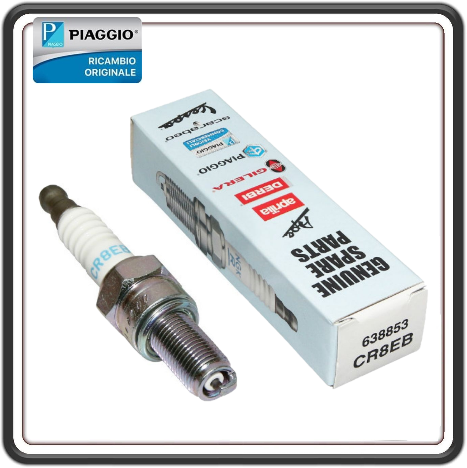 CANDELA ACCENSIONE CR8EB PER PIAGGIO VESPA LX 50 4T 2006-2009 - LIBERTY 125/150 DAL 2013 - LIBERTY 50 4T 2005-2013 ORIGINALE PIAGGIO CR8EB