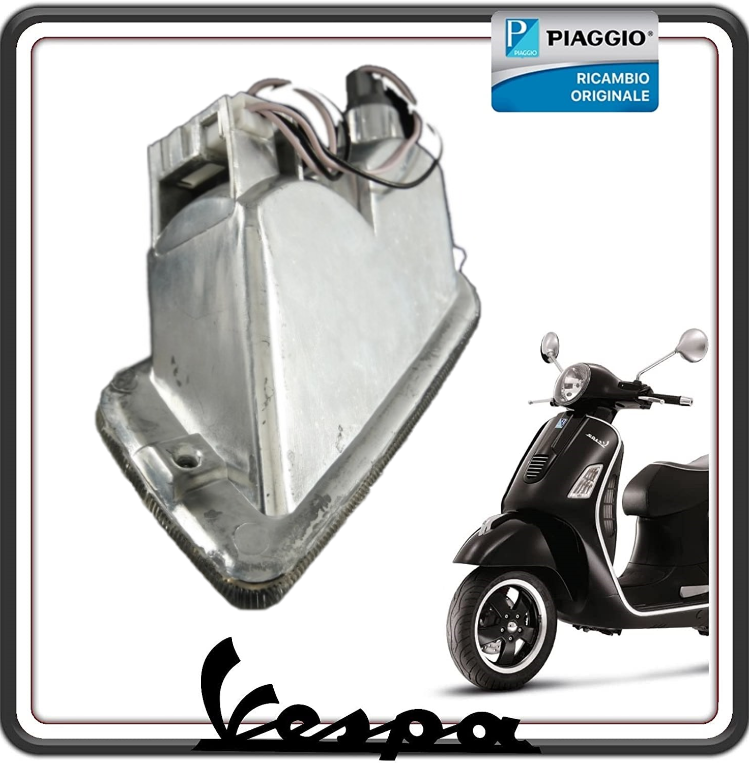 KIT COPPIA DUE FRECCIA INDICATORE DI DIREZIONE FRECCE ANTERIORI SINISTRA + DESTRA PER PIAGGIO VESPA GTS 125 250 300 - GT 125 200 - GTV 125 250 300 ORIGINALE PIAGGIO 584971 + 584970