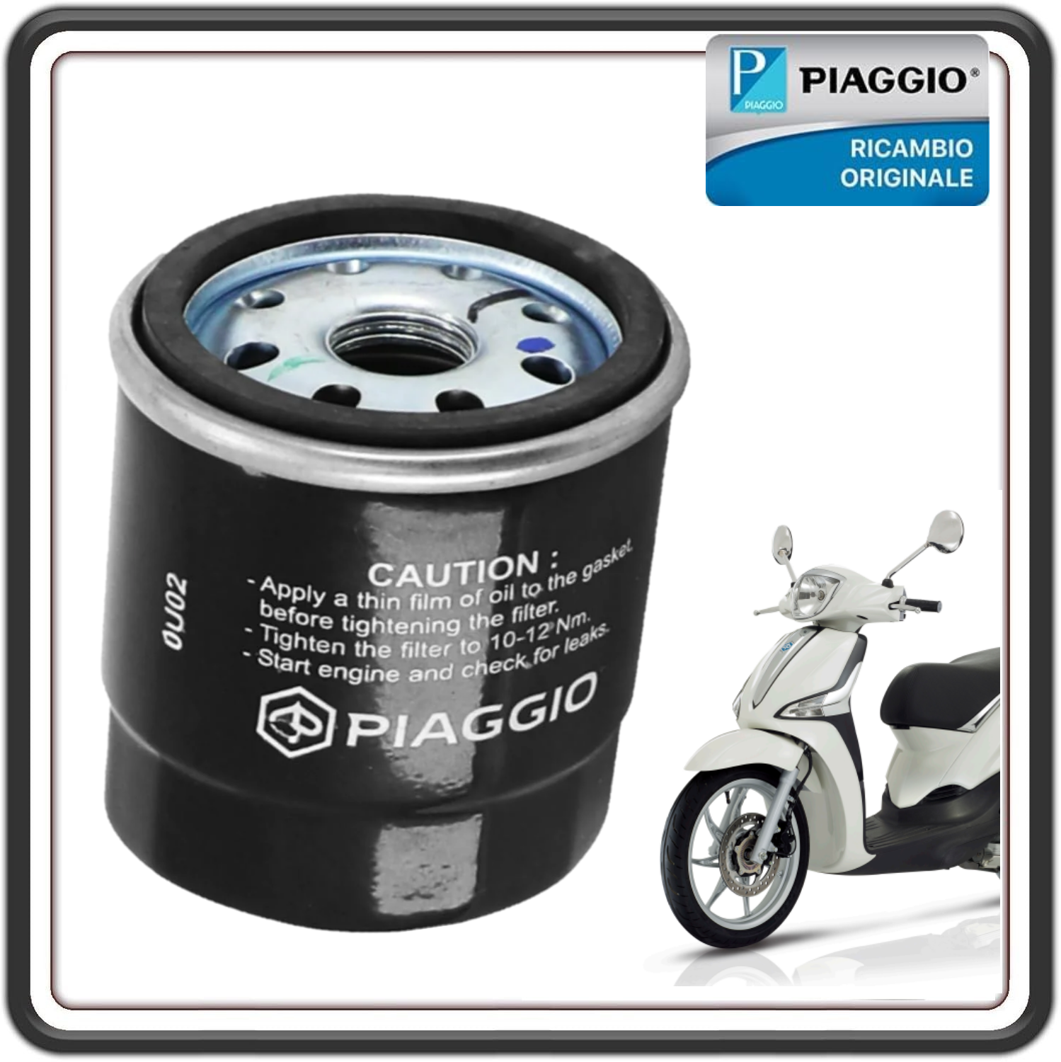 FILTRO CARTUCCIA OLIO PER PIAGGIO LIBERTY 125-150 - 200 - SKIPPER 4T 125 - TYPHOON 125 - PIAGGIO MP3 125-250 - 300 ORIGINALE PIAGGIO 82635R-1A022356