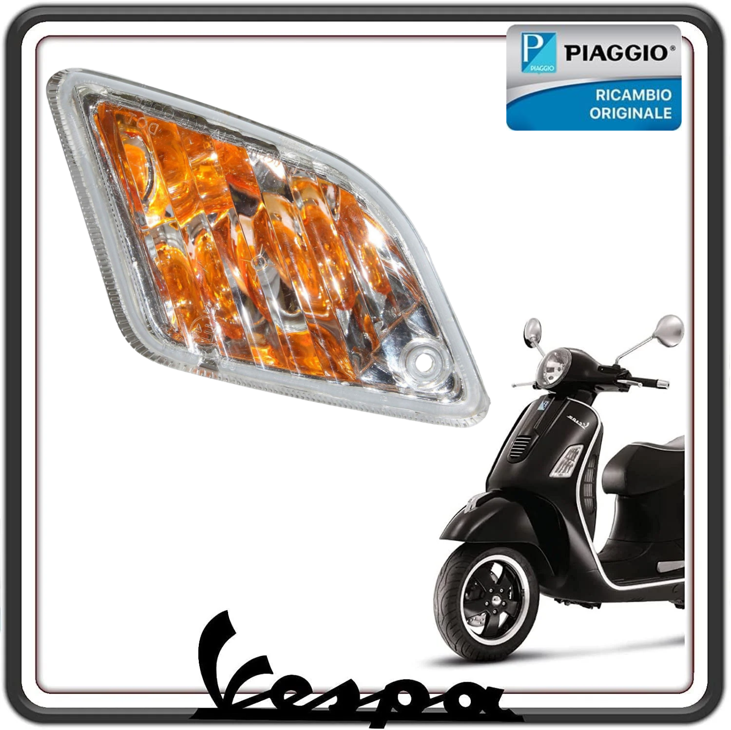 INDICATORE DI DIREZIONE FRECCIA POSTERIORE SINISTRA VESPA GTS 125 250 300 - GT 125 200 - GTV 125 250 300 ORIGINALE PIAGGIO 584973.