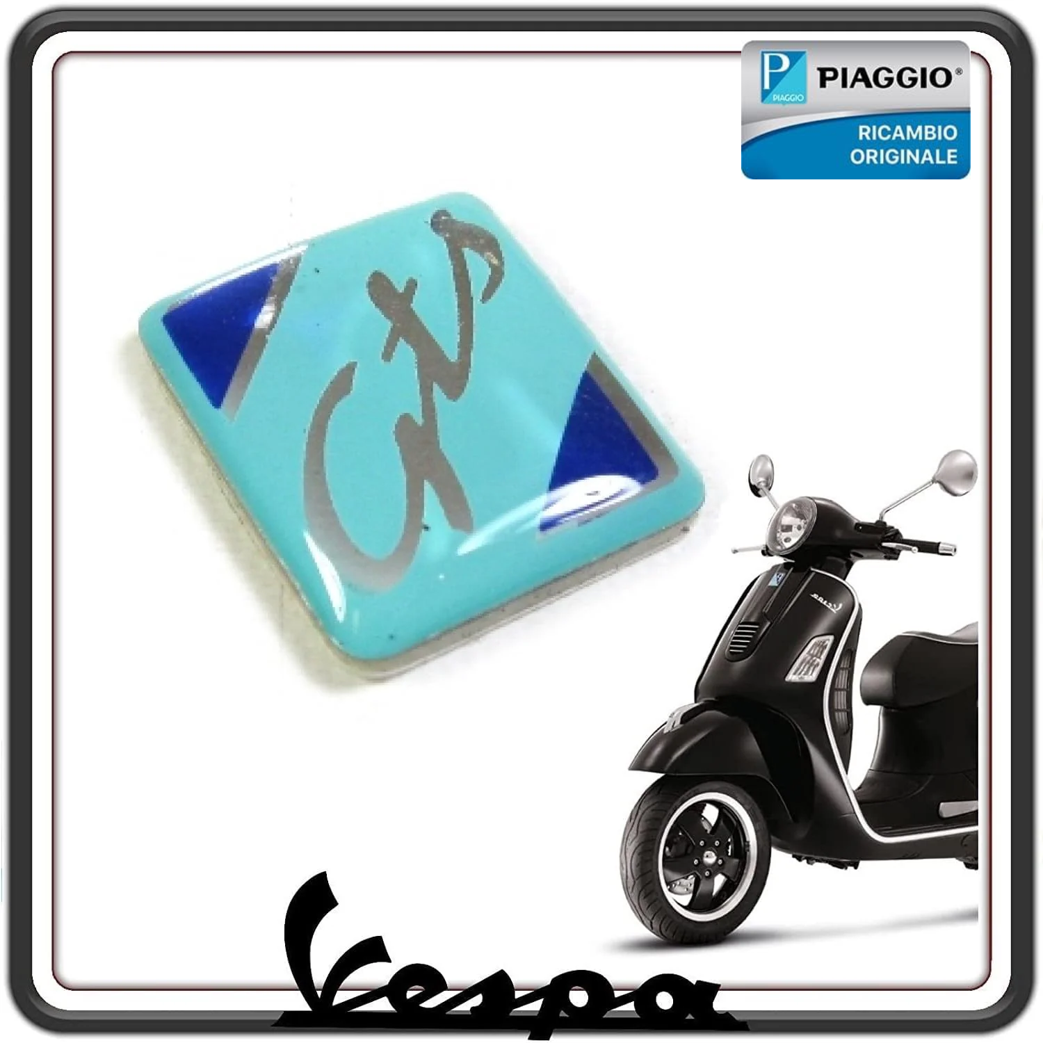 LOGO ADESIVO SCUDETTO CRESTA PARAFANGO PER PIAGGIO VESPA GTS ORIGINALE PIAGGIO 623319