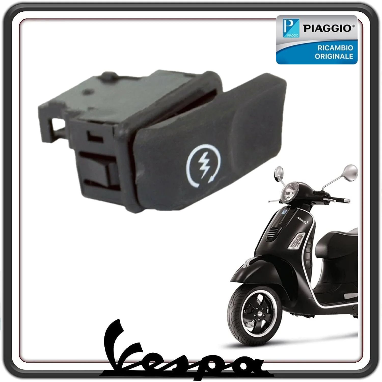 INTERRUTTORE PULSANTE AVVIAMENTO ACCENSIONE PER PIAGGIO VESPA LX 50 125 150 FINO AL 2013 - VESPA GTS 125 FINO 2012 - GTS 150 FINO AL 2017 –GTS 250 FINO AL 2014 – VESPA GTS 300 300 SUPER FINO AL 2018 ORIGINALE PIAGGIO 641609