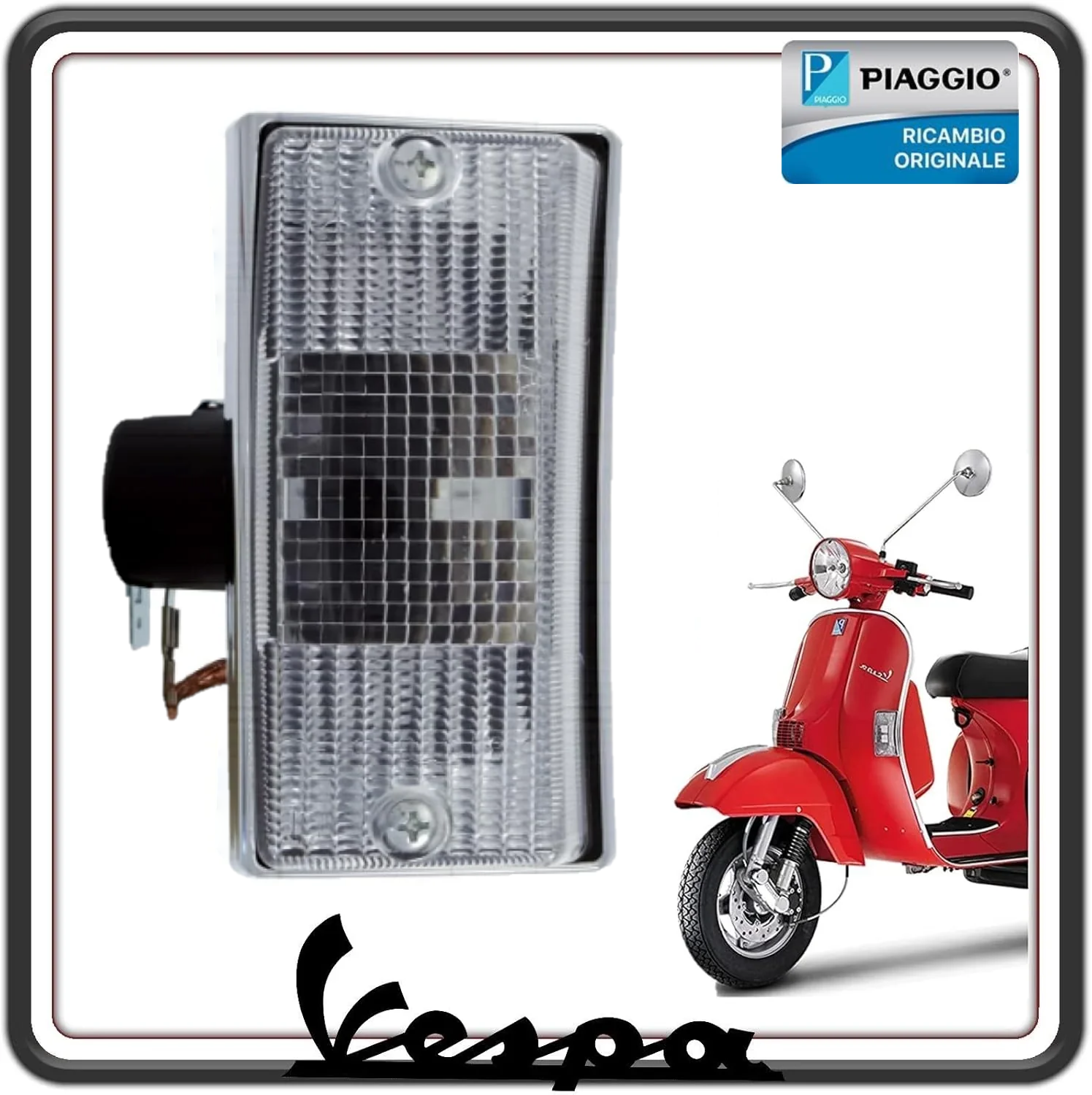 FANALINO FARO FRECCIA INDICATORE DI DIREZIONE ANTERIORE LATO DESTRO DX COMPLETO VESPA PX 125 150 200 - VESPA ARCOBALENO - VESPA LML STAR ORIGINALE PIAGGIO 638762