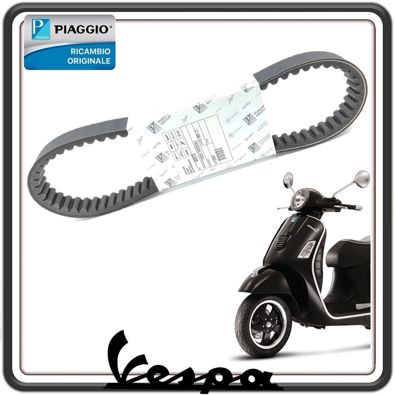 CINGHIA TRASMISSIONE DISTRIBUZIONE ORIGINALE PER PIAGGIO SKIPPER - FLY- LIBERTY - PEUGEOT LOOXOR - GILERA NEXUS -RUNNER - X7 X8 X9 X EVO - VESPA GTS - VESPA LX ORIGINALE PIAGGIO 841213