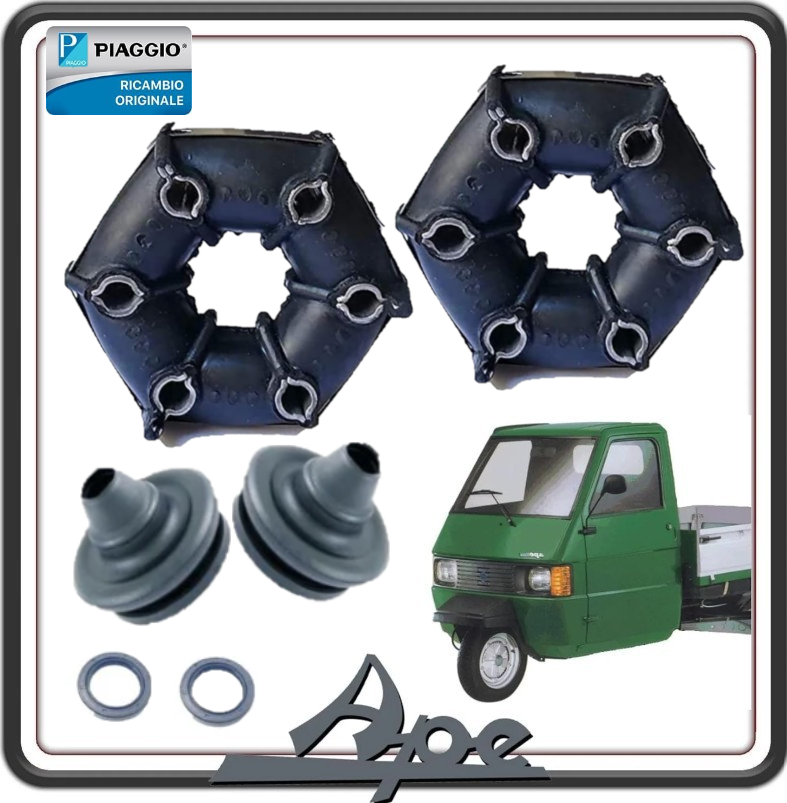 KIT 2 GIUNTO GIUNTI SEMIASSE RUOTA PER PIAGGIO APE TM 703 - APE 602 - APE 601 COMPLETO DI CUFFIE SEMIASSE E PARAOLI SEMIASSE ORIGINALE PIAGGIO. 604535 - 876682 - 6C000312R