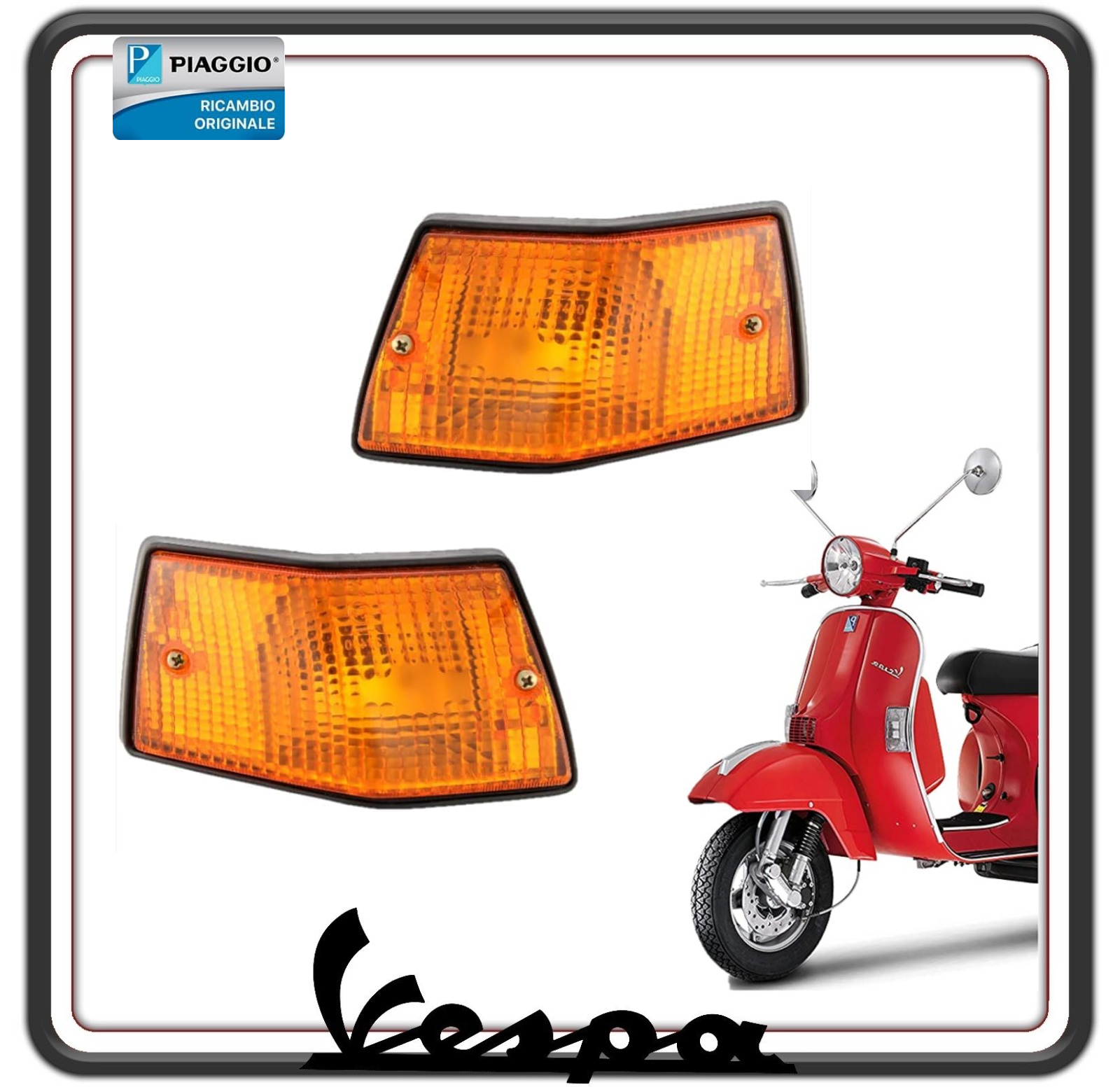 KIT 2 FANALINO FANALINI FRECCIA FRECCE INDICATORE DI DIREZIONE PIAGGIO VESPA PX 125 150 200 - VESPA ARCOBALENO - VESPA LML STAR ORIGINALE PIAGGIO 230339 - 230338