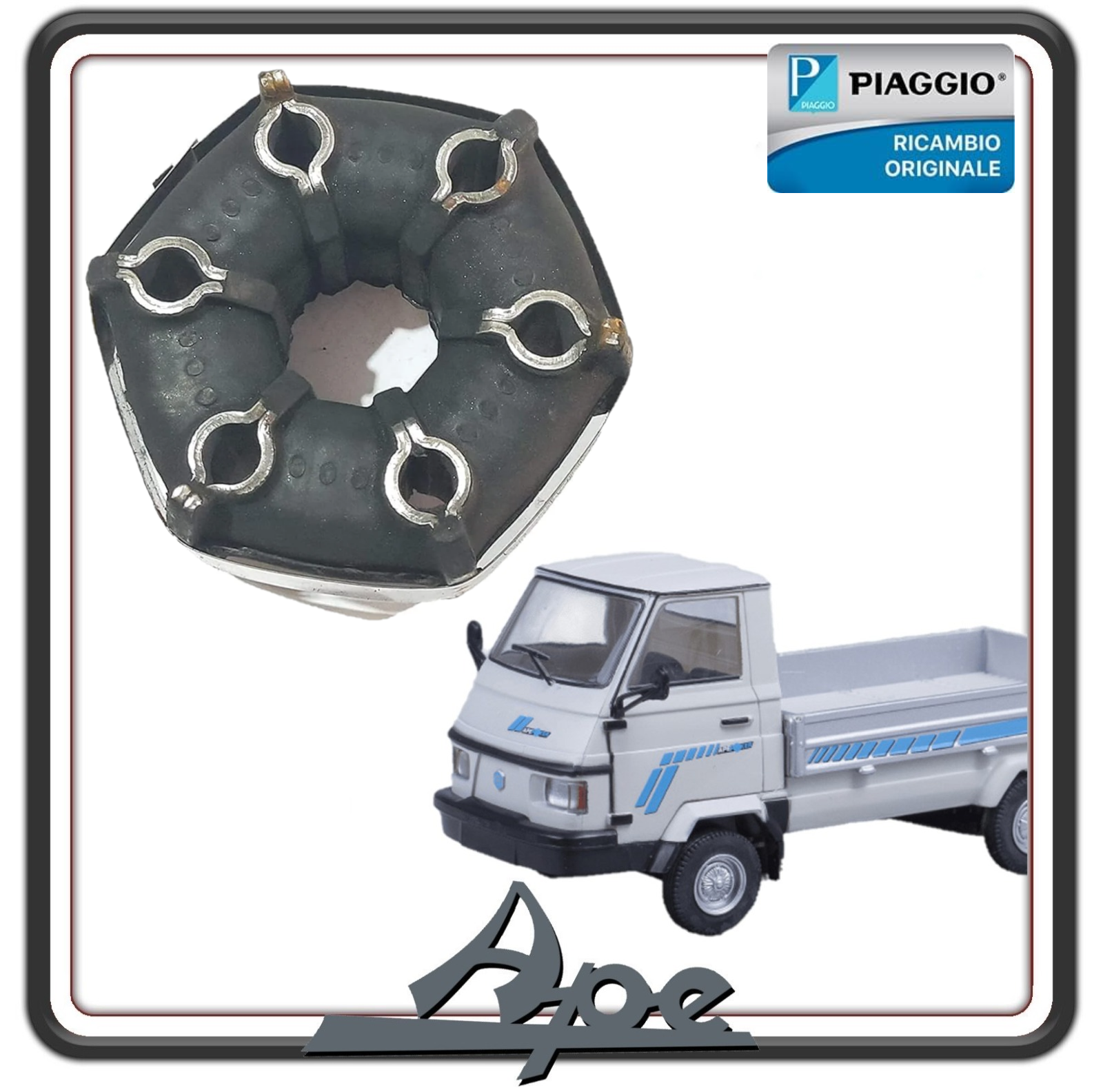 GIUNTO ELASTICO TRASMISSIONE RUOTA SEMIASSE PER PIAGGIO QUARGO - PIAGGIO APE POKER FORO 12 MM ORIGINALE PIAGGIO B073421