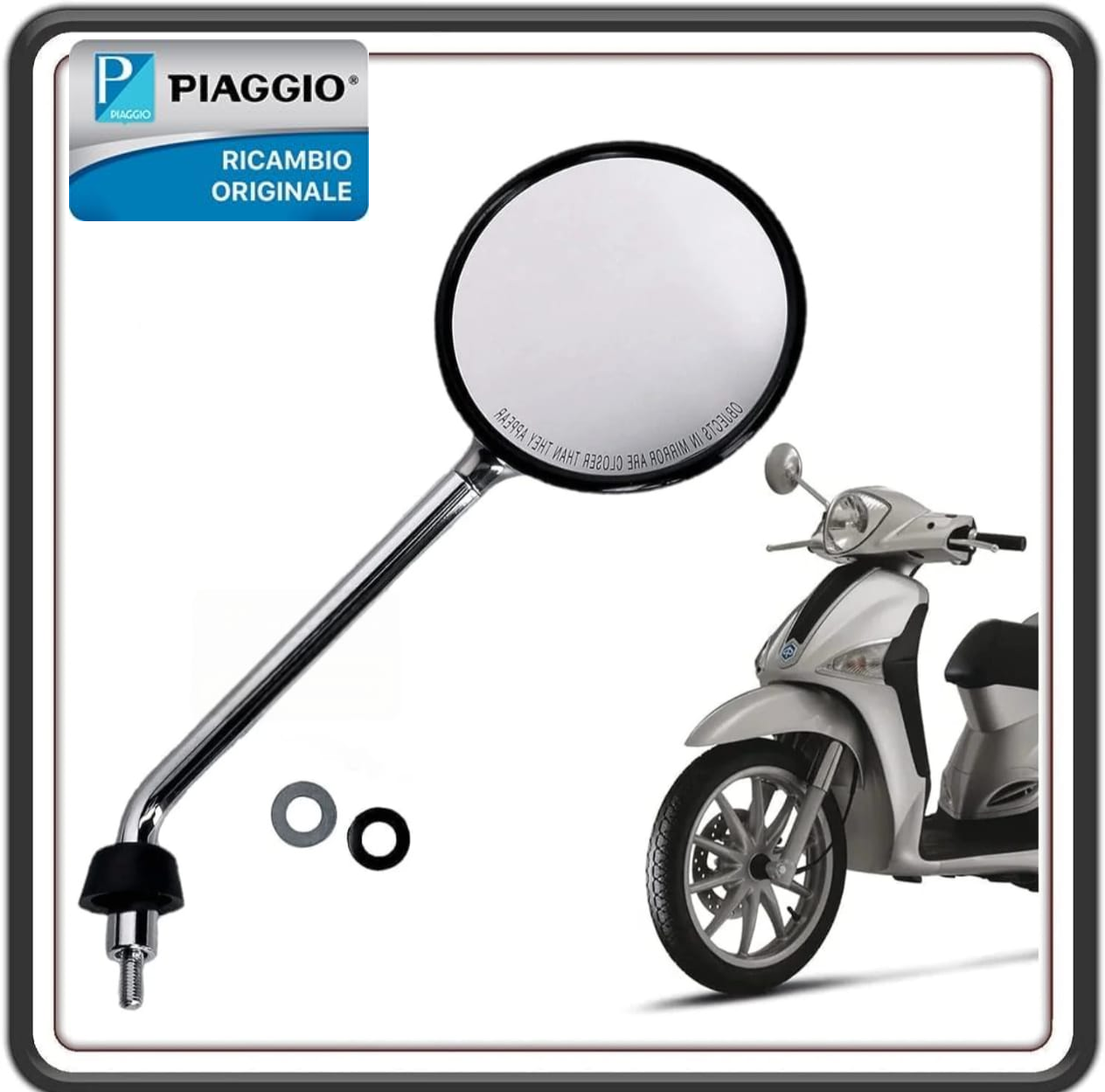 SPECCHIO SPECCHIETTO RETROVISORE LATO DESTRO CROMATO PER PIAGGIO LIBERTY 50 DAL 2009 AL 2019 - LIBERTY 125 DAL 2004 AL 2019 - LIBERTY 150 DAL 2006 AL 2014 – LIBERTY 200 FINO AL 2008 ORIGINALE PIAGGIO CM262702