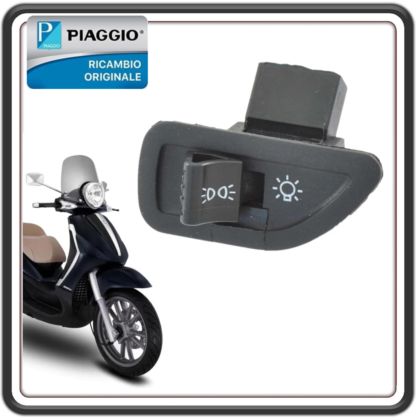 PULSANTE INTERRUTTORE COMMUTATORE LUCI PER BEVERLY 500 2002-2005, X9 125 200 250 500, TYPHOON 50 2001-2004 - ORIGINALE PIAGGIO 294340