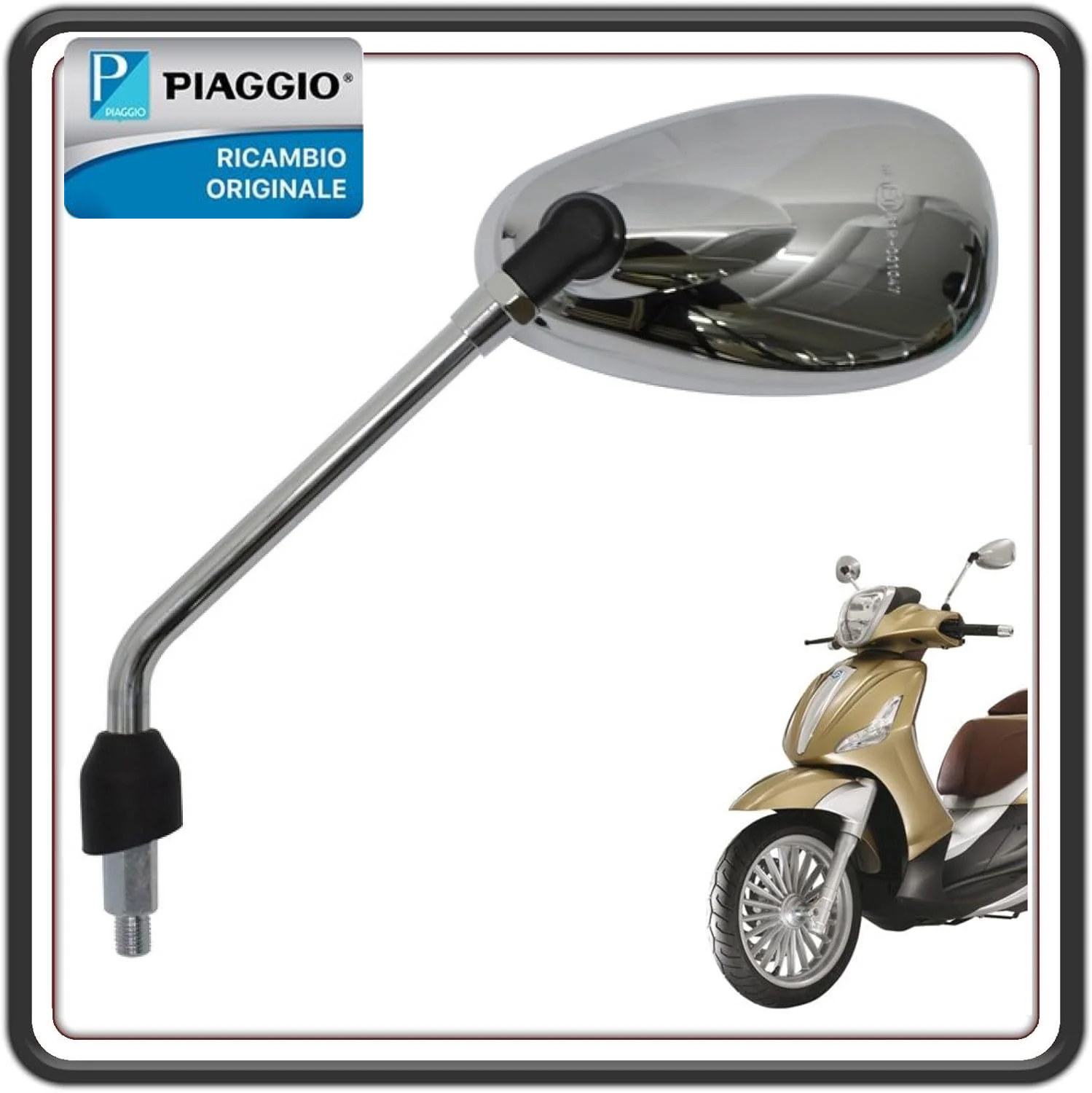 SPECCHIO SPECCHIETTO RETROVISORE LATO SINISTRO CROMATO PER PIAGGIO BEVERLY 300 POLICE DAL 2016 AL 2020 - PIAGGIO BEVERLY 350 POLICE TUTTI I MODELLI DAL 2017 AL 2021 ORIGINALE PIAGGIO CM294209